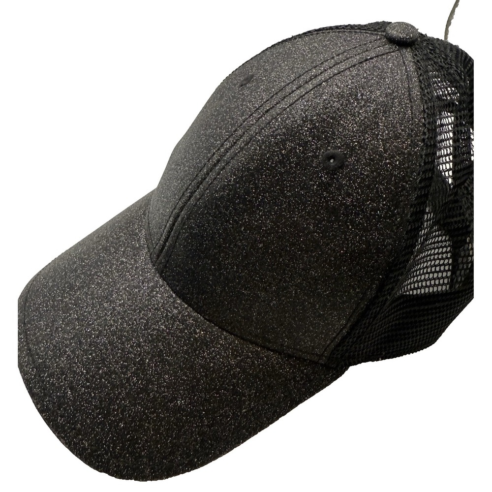 Scala Pronto Route Glitter Womens Ponytail Hat Cap Gold Mesh Strap Back-